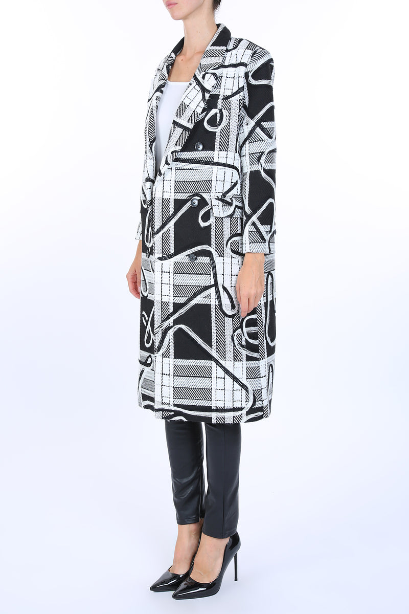 Julia Jacquard Plaid Print Collared Heavy Open Coat - Shop Beulah Style