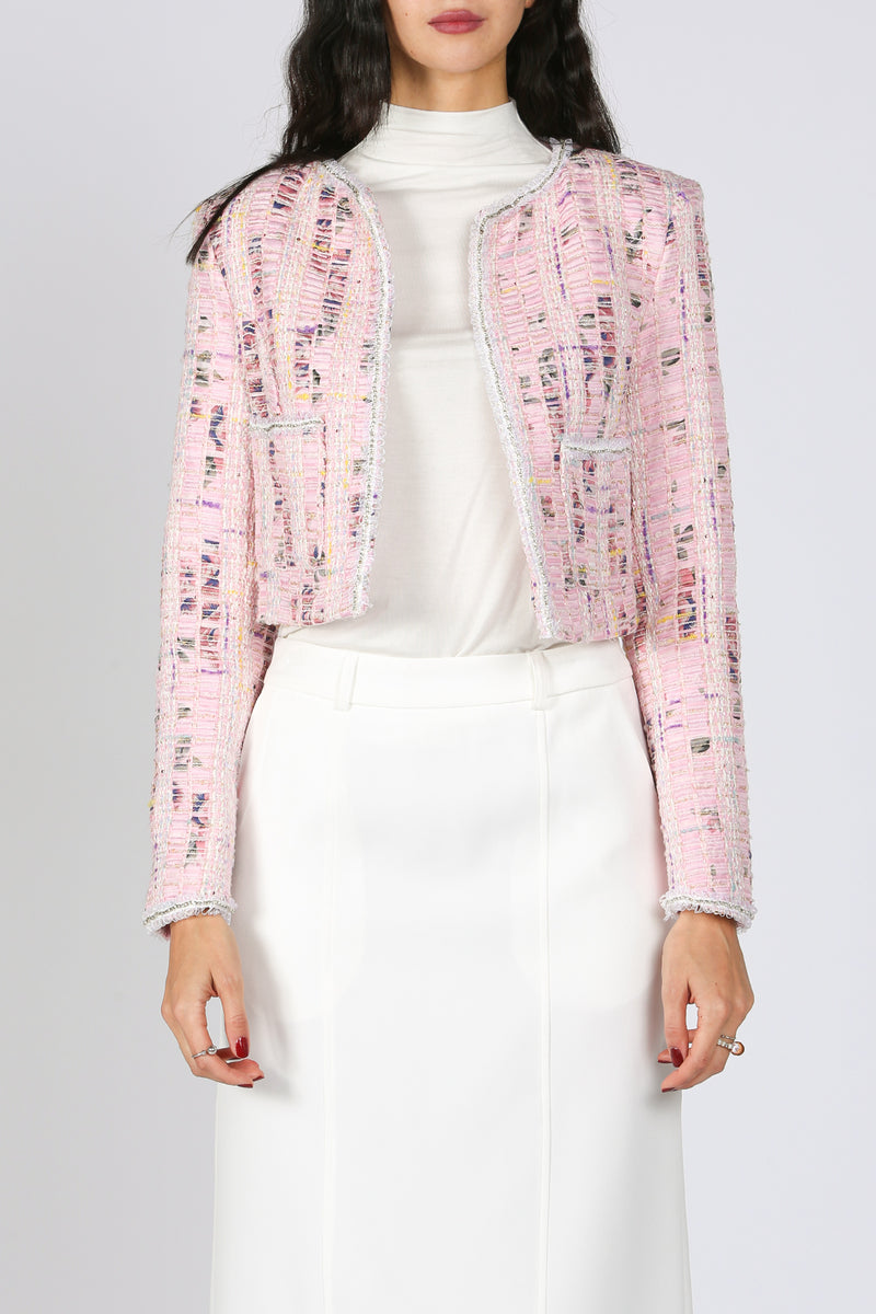 Kathleen Metallic Thread Tweed Cropped Blazer - Shop Beulah Style