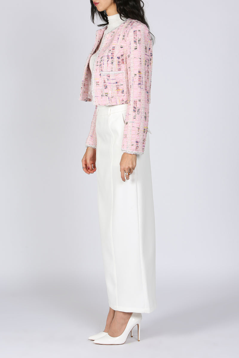 Kathleen Metallic Thread Tweed Cropped Blazer - Shop Beulah Style