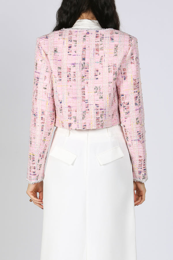 Kathleen Metallic Thread Tweed Cropped Blazer - Shop Beulah Style