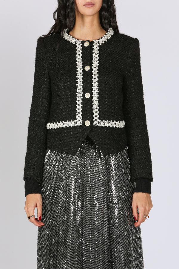 Quinn Embellished Tweed Crop Jacket - Shop Beulah Style