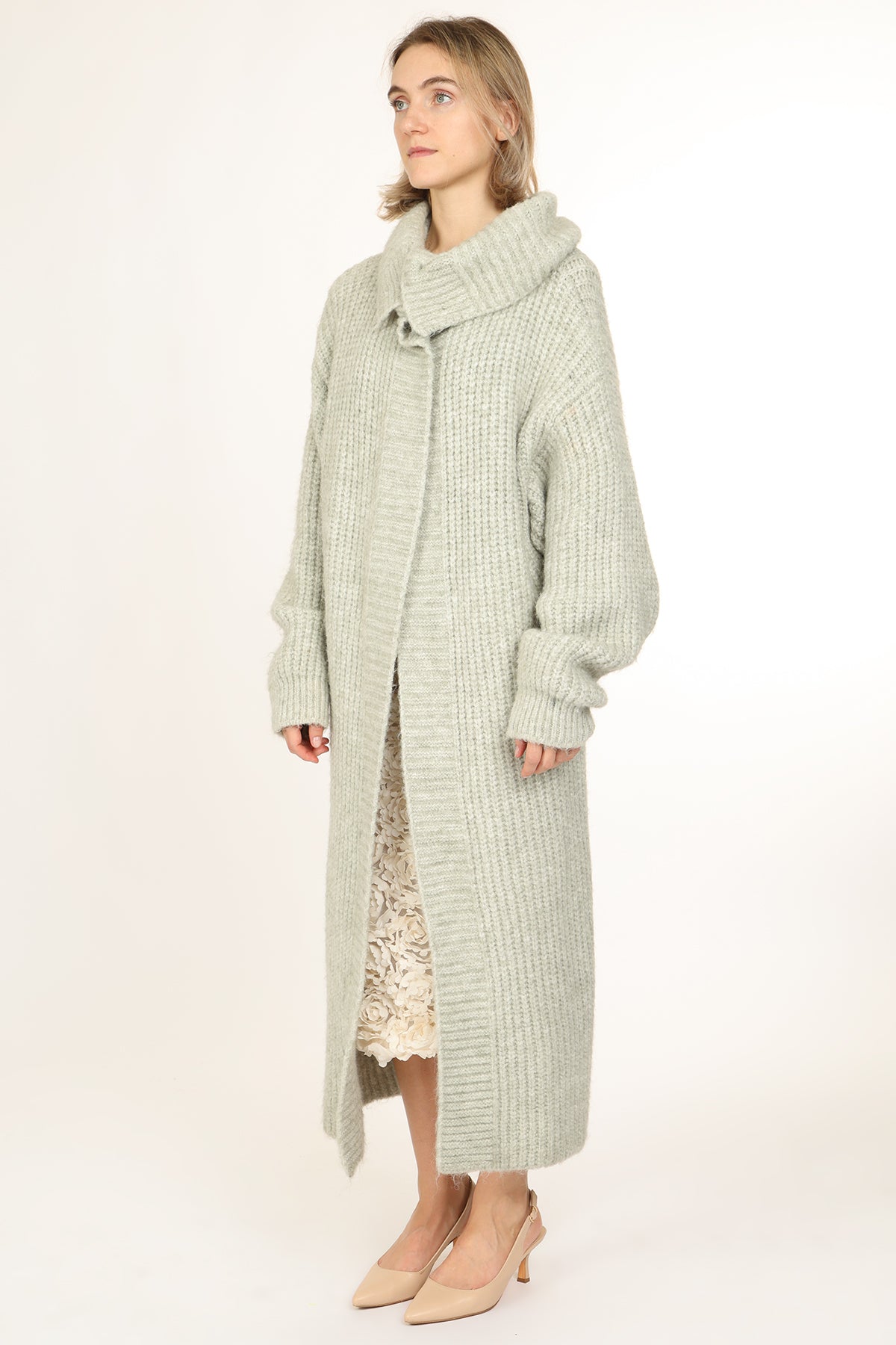 Bennett Ribbed Knit Wool Maxi Open Robe