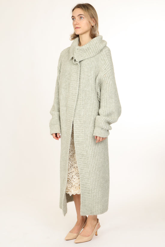 Bennett Ribbed Knit Wool Maxi Open Robe