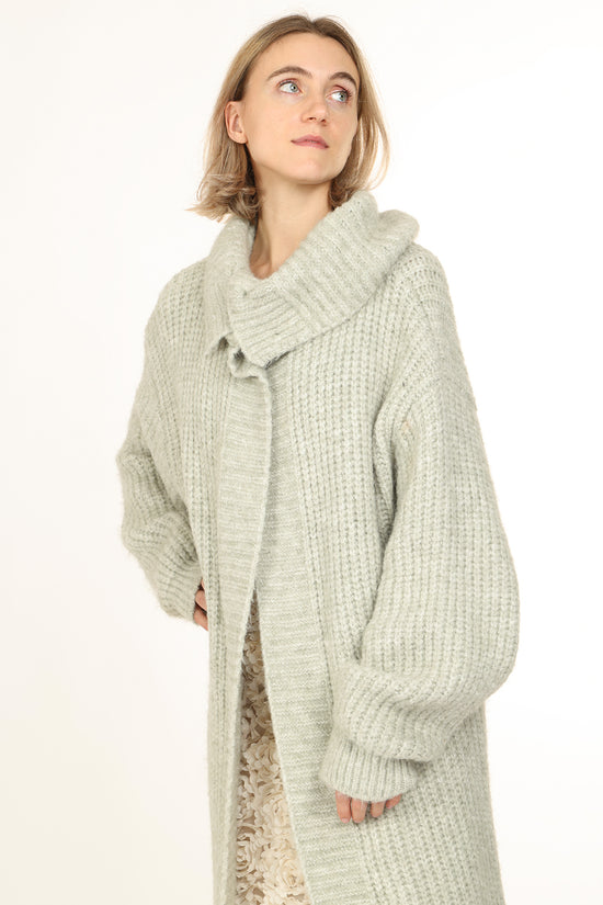 Bennett Ribbed Knit Wool Maxi Open Robe