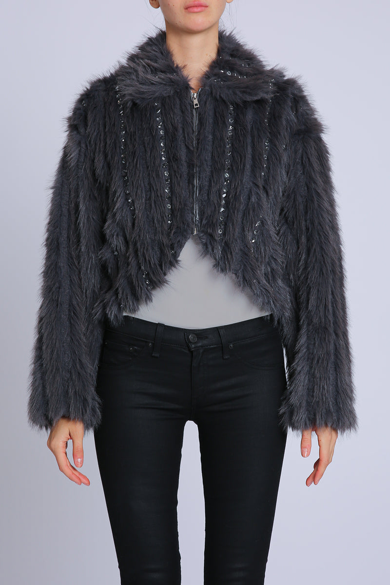 Jenni Embellished Faux Fur Lined Trim Coat - Shop Beulah Style