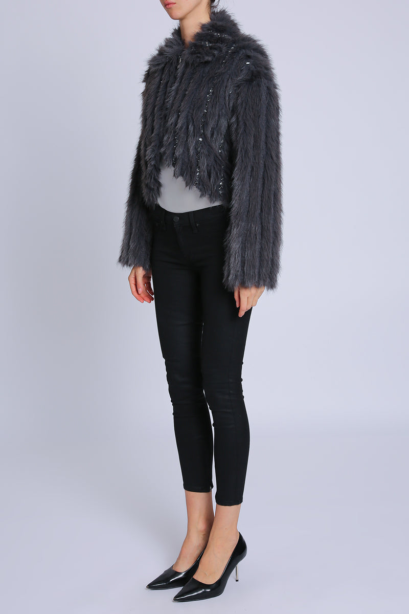 Jenni Embellished Faux Fur Lined Trim Coat - Shop Beulah Style