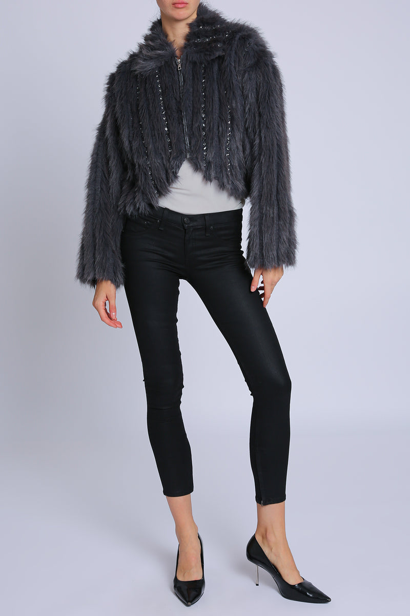 Jenni Embellished Faux Fur Lined Trim Coat - Shop Beulah Style