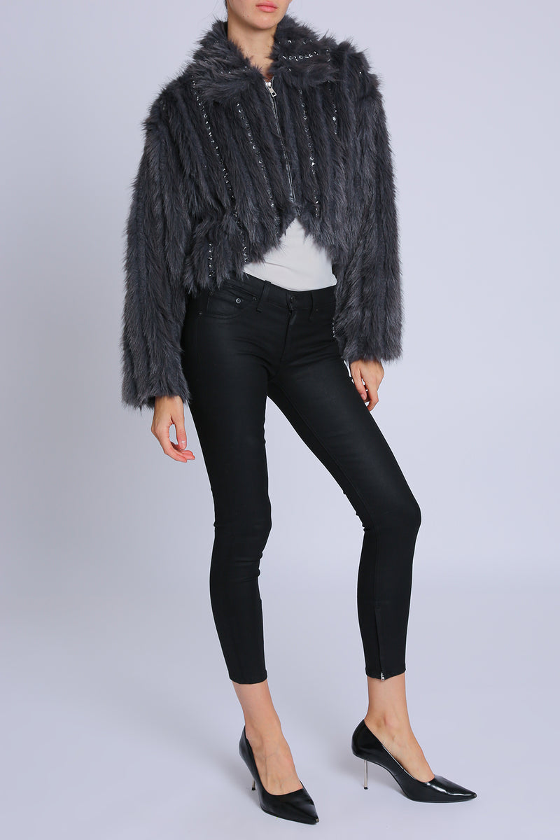 Jenni Embellished Faux Fur Lined Trim Coat - Shop Beulah Style