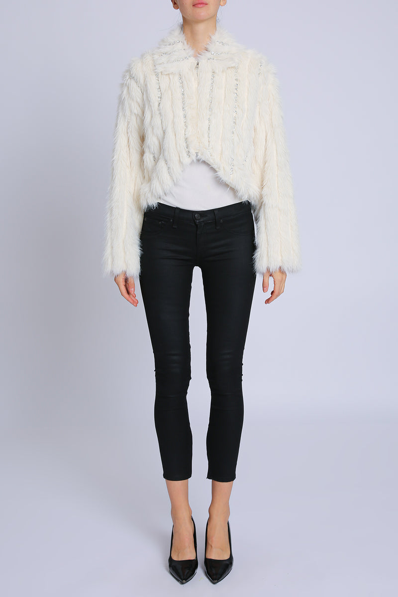 Jenni Embellished Faux Fur Lined Trim Coat