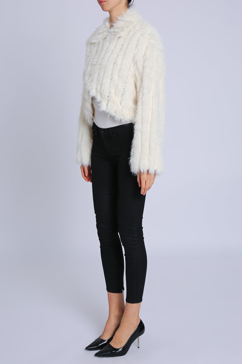 Jenni Embellished Faux Fur Lined Trim Coat