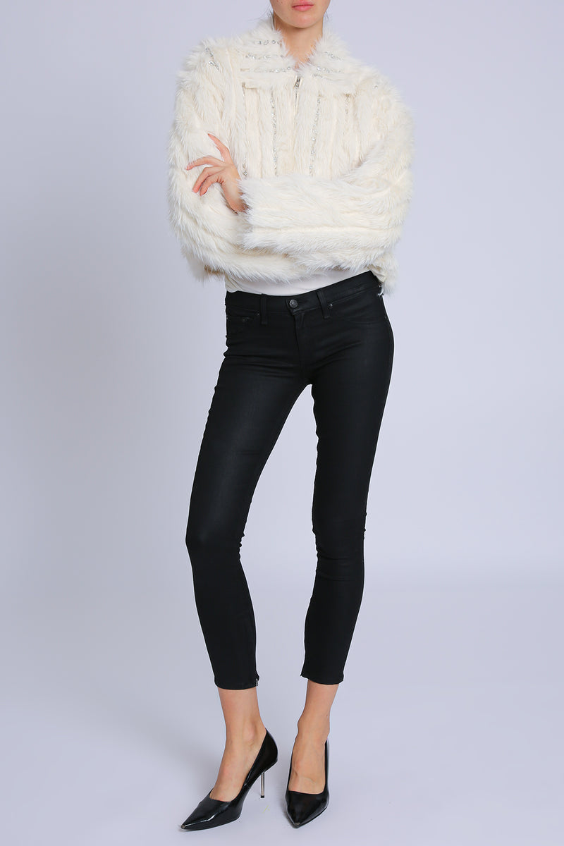 Jenni Embellished Faux Fur Lined Trim Coat