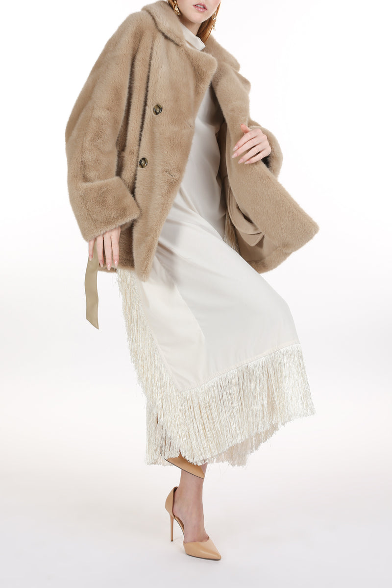 Nola Leather Belted Heavy Fur Coat - Shop Beulah Style