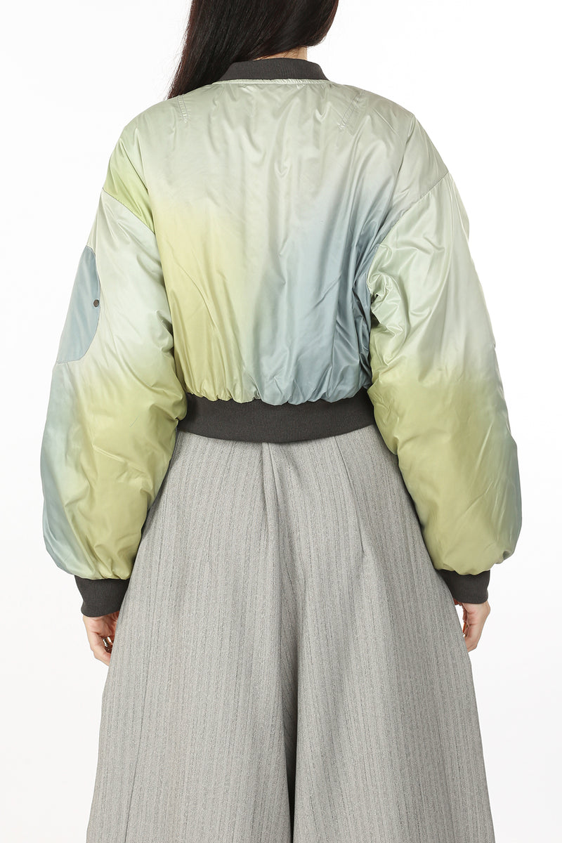 Verso Gradation Dual Tone Puffy Crop Bomber Jacket - Shop Beulah Style