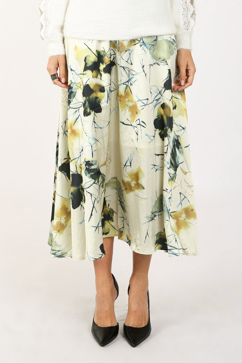 Marley Floral Printed Satin Midi Skirt - Shop Beulah Style