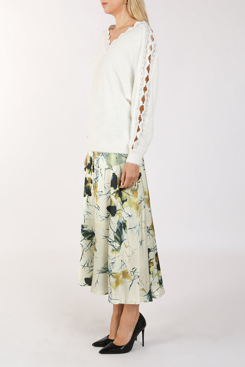 Marley Floral Printed Satin Midi Skirt - Shop Beulah Style