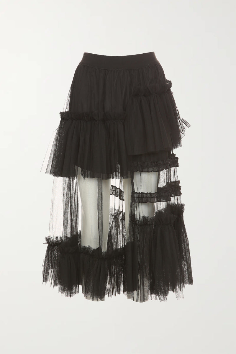 Ada Asymmetrical Ruffle Tiered Mesh Skirt - Shop Beulah Style
