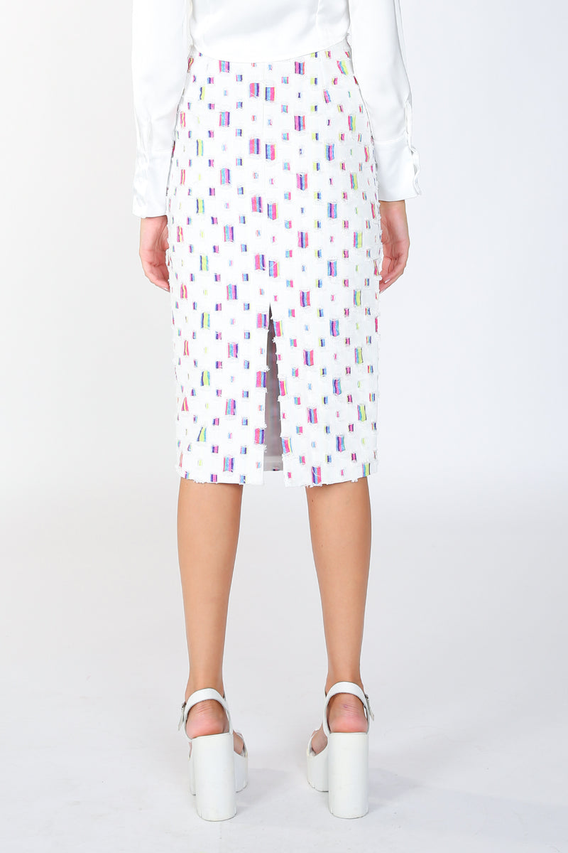 Carol Twill Stripe Cutout Midi Pencil Skirt - Shop Beulah Style