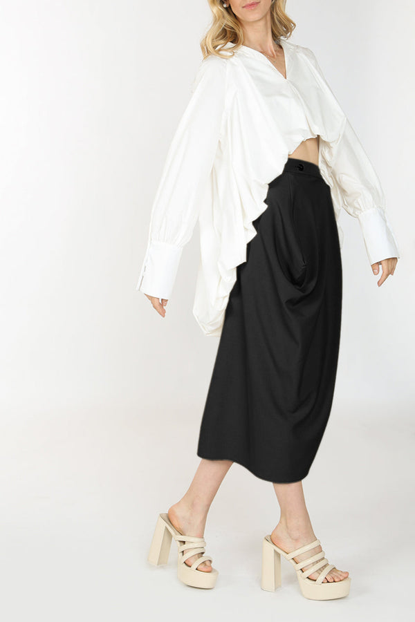 Kendrick Draped Midi Skirt - Shop Beulah Style