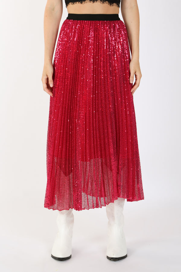 Soren Glitter Sequin Pleated Midi Skirt - Shop Beulah Style