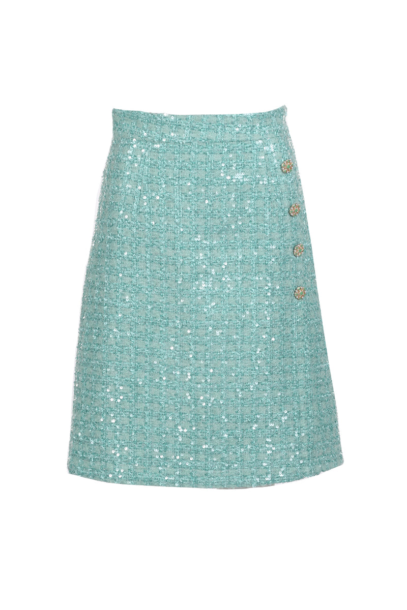 Jess Sequin Embellished Tweed Knee Length Skirt - Shop Beulah Style
