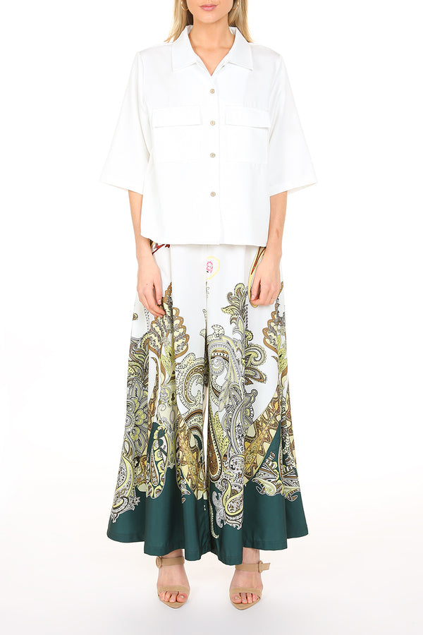 Paisley Border Printed Shirt & Flare Pant Set - Shop Beulah Style