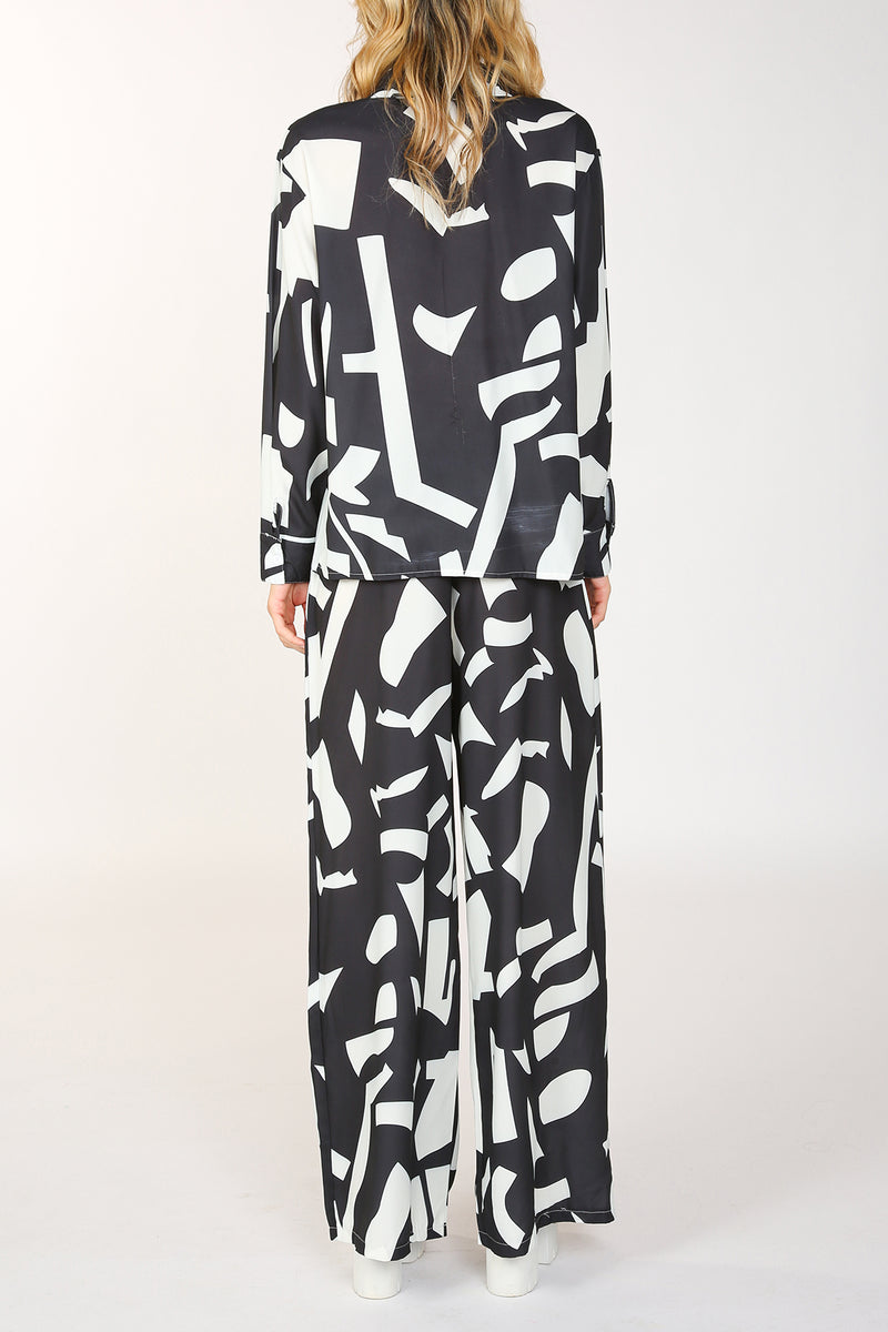 Contrast Dual Printed Satin Top & Pants Set - Shop Beulah Style