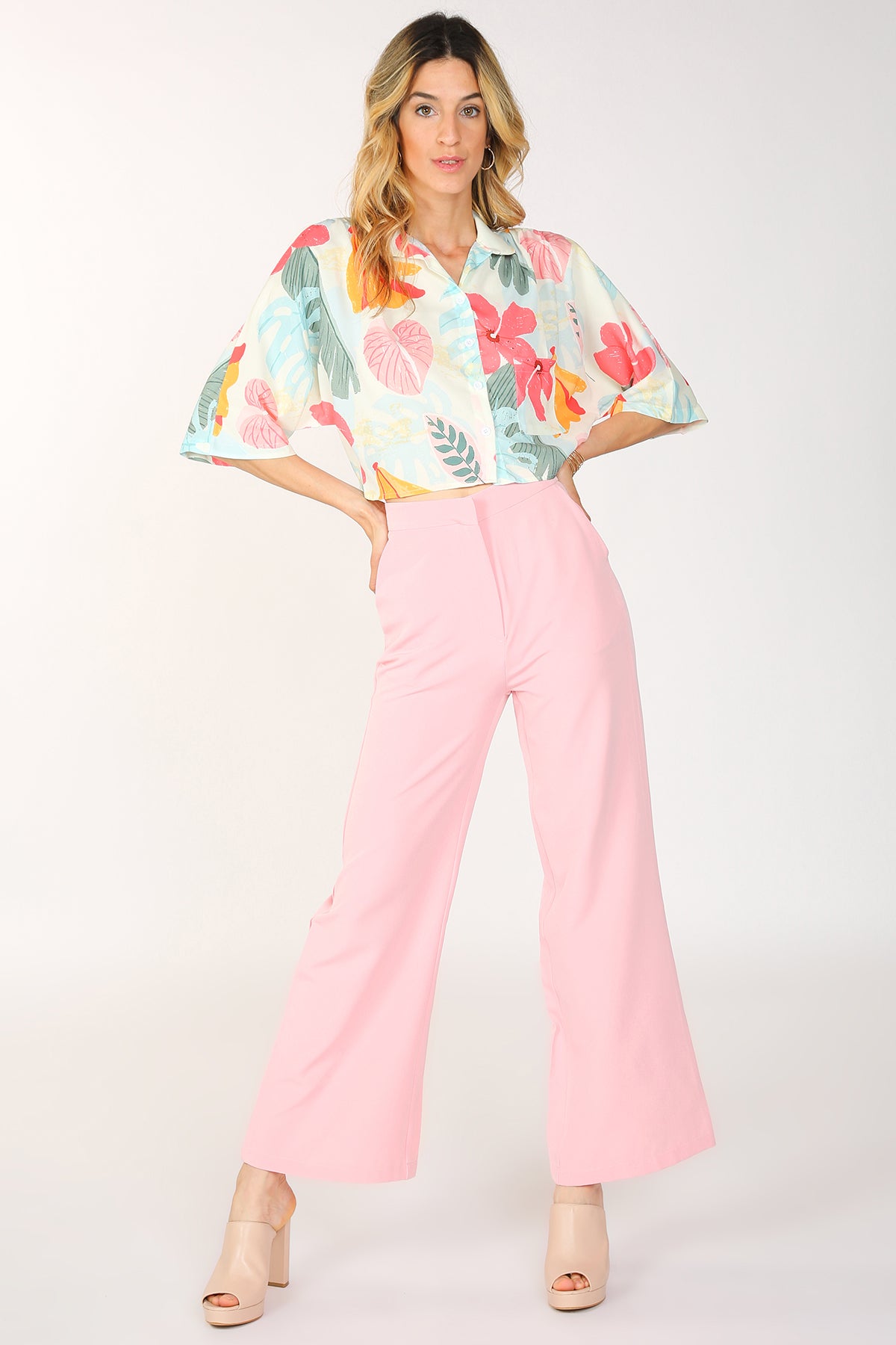 Tony Hawaiian Print Top and Pants Set