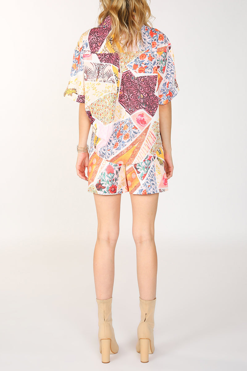 Grant Multi Print V-Neck Blouse & Shorts Set