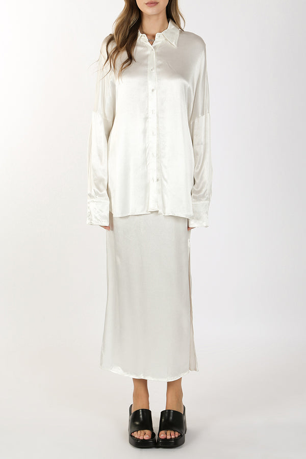 Silky Satin Shirt Top & Midi Slip Skirt - Shop Beulah Style