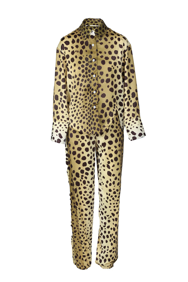 Kylie Satin Leopard Two-Piece Set - Shop Beulah Style