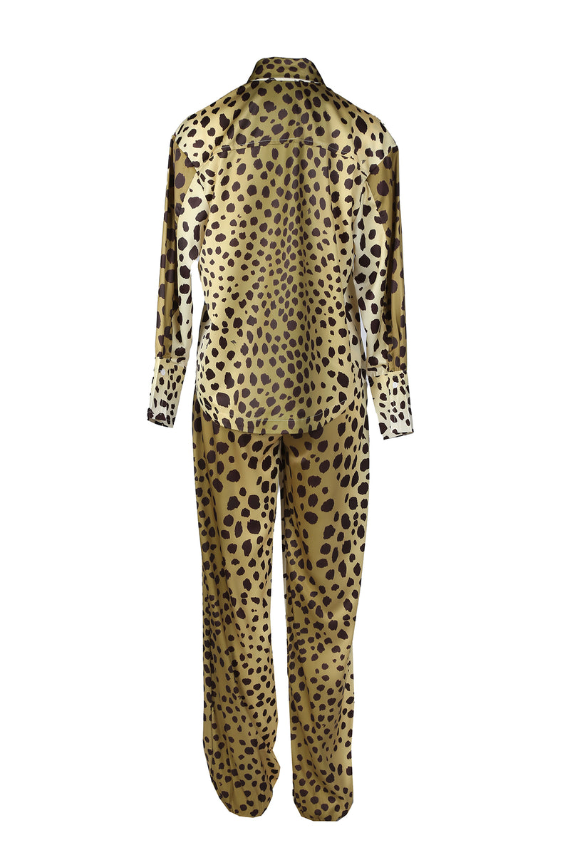 Kylie Satin Leopard Two-Piece Set - Shop Beulah Style