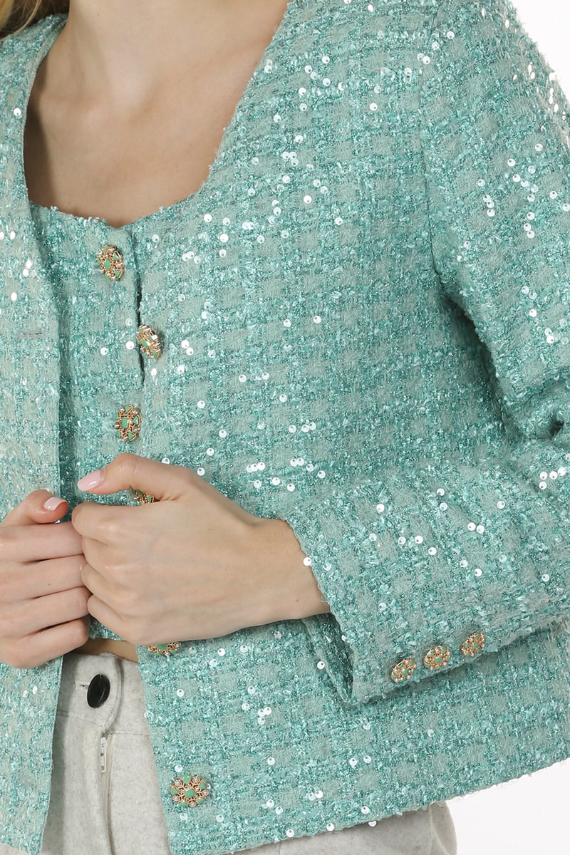 Jess Sequin Embellished Tweed Jacket and Vest Set - Shop Beulah Style