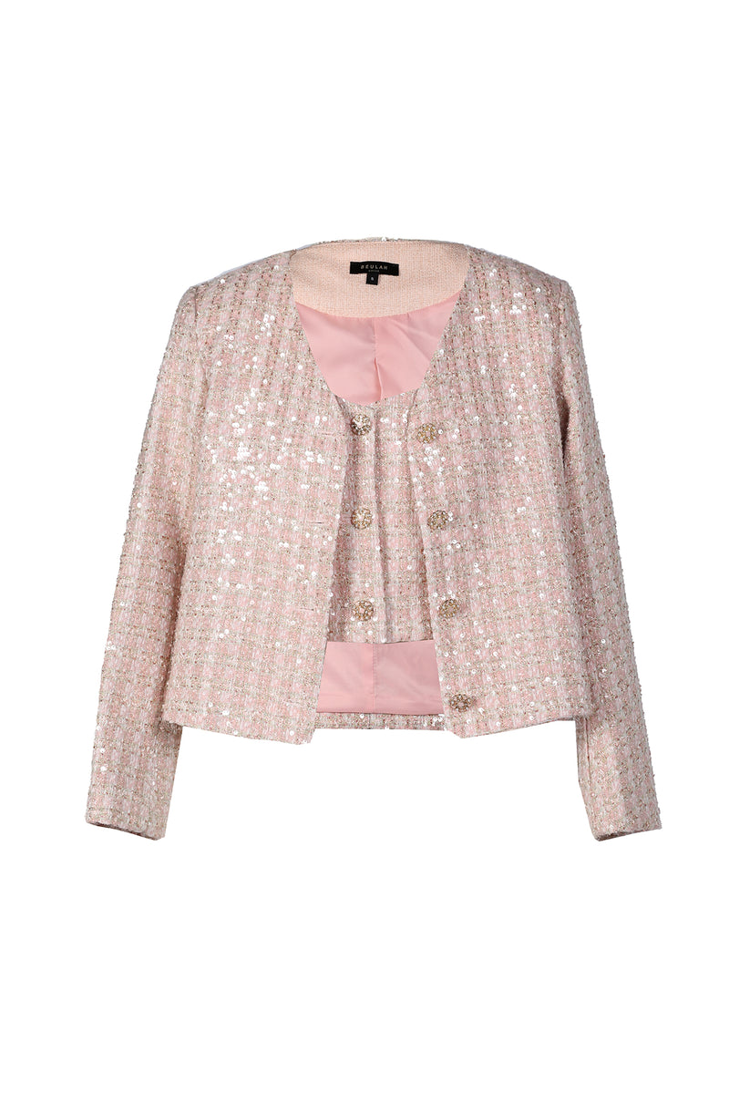 Tania Sequin Embellished Tweed Jacket and Vest Set - Shop Beulah Style
