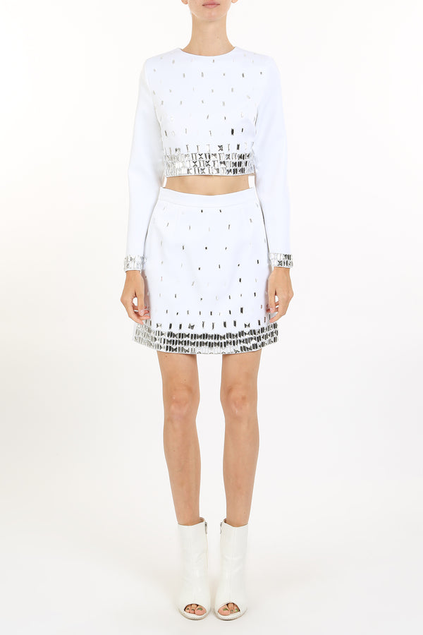 Delaware Rhinestone Beaded Detail Crop Top & Skirt Set