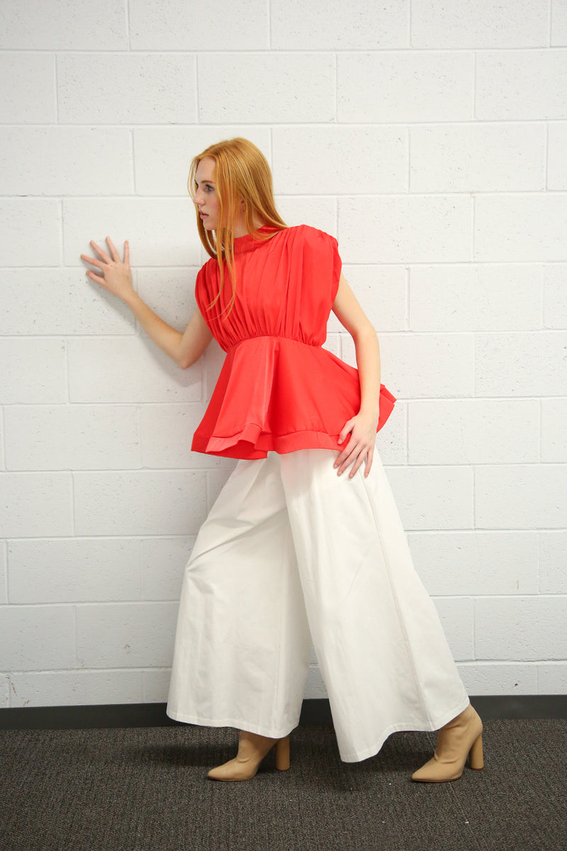Jordan High Waist Wide Flared Twill Pants - Shop Beulah Style