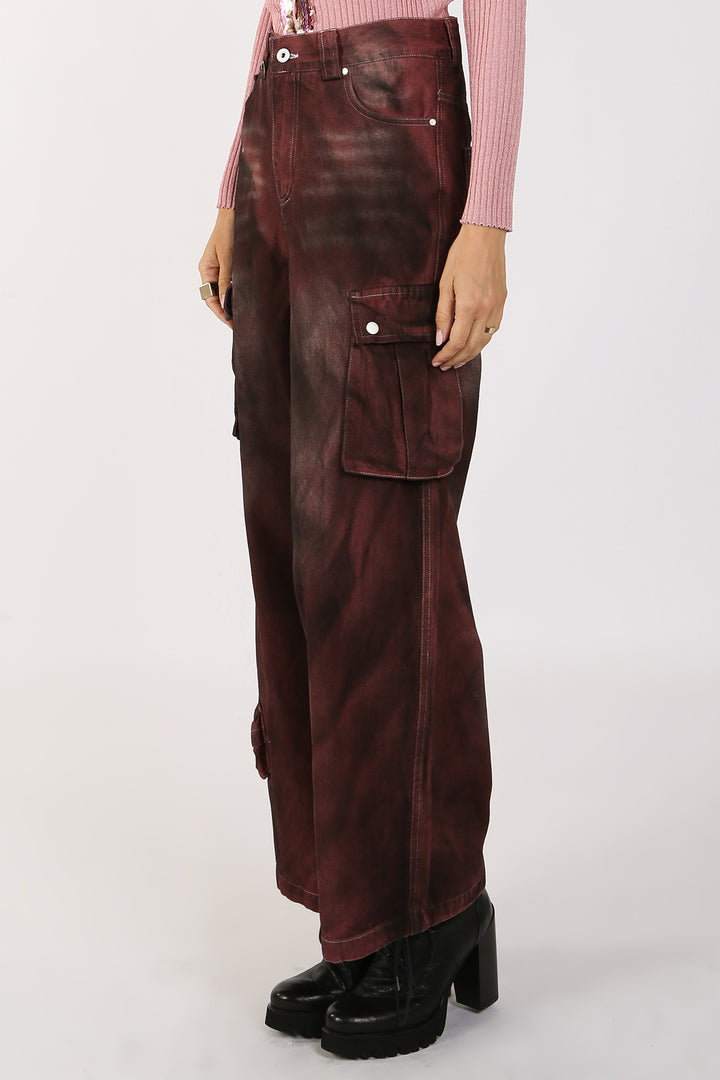 Lucia High Waist Faded Cargo Denim Pants