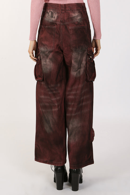 Lucia High Waist Faded Cargo Denim Pants - Shop Beulah Style