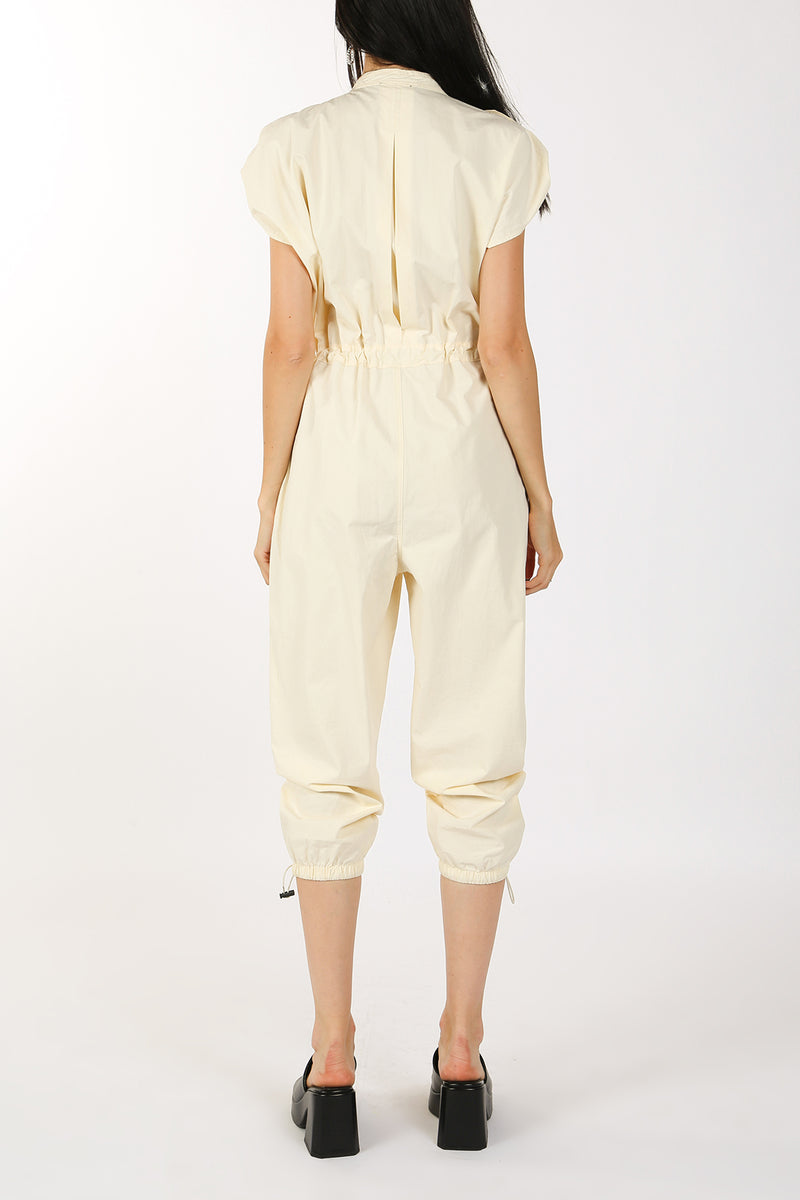 Double Breasted Waist Drawstring Flight Jumpsuit - Shop Beulah Style