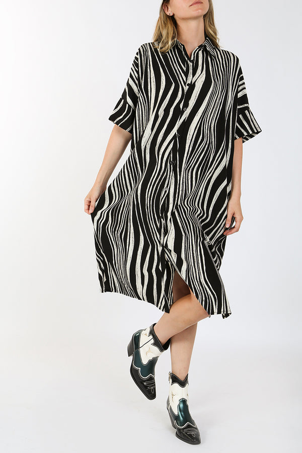 Arlo Zebra Printed Midi Shirt Dress - Shop Beulah Style