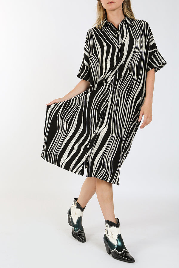 Arlo Zebra Printed Midi Shirt Dress - Shop Beulah Style