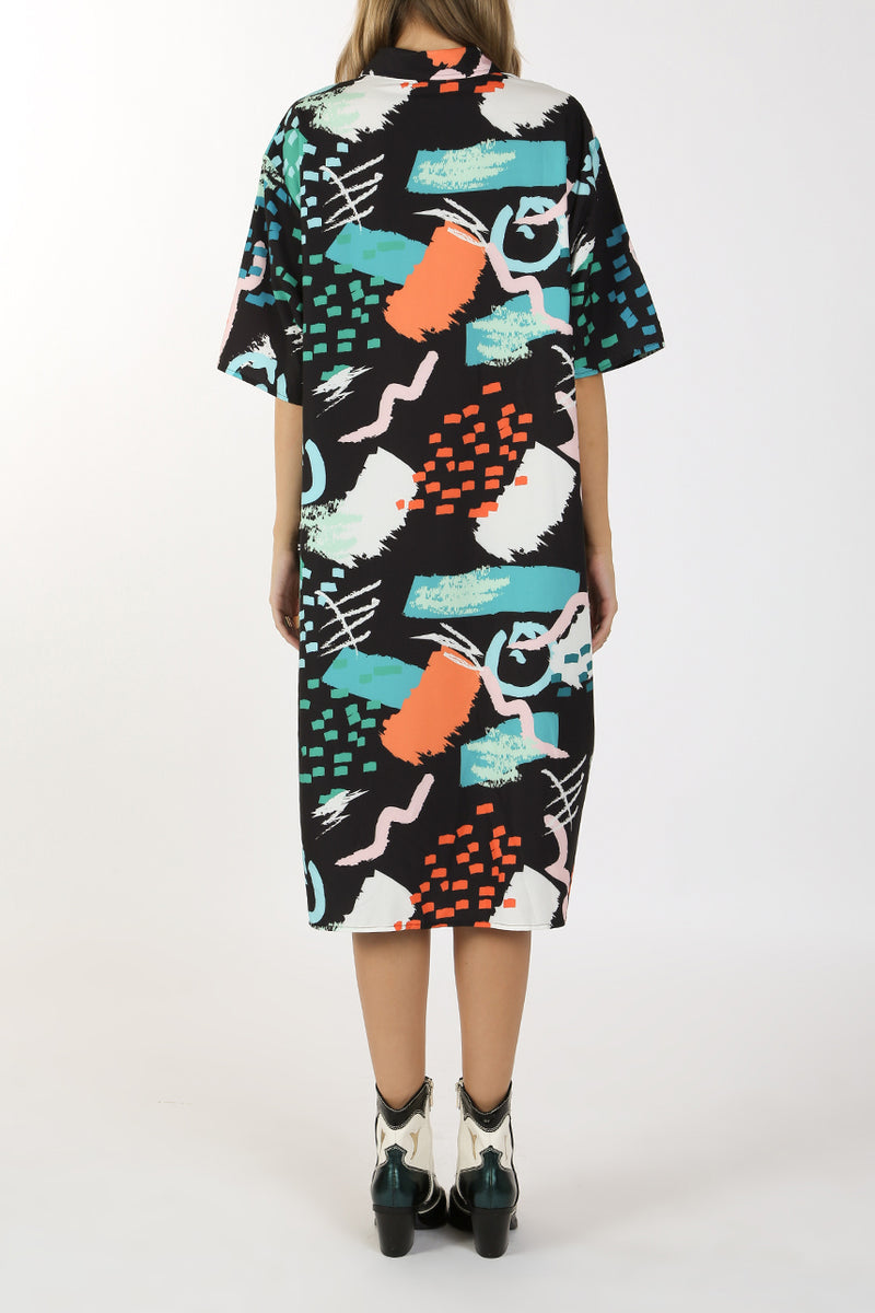 Mikaela Multi Print Button Down Midi Dress - Shop Beulah Style