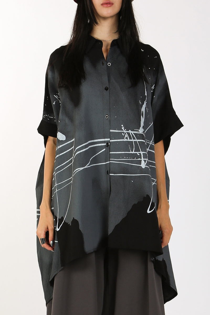 Genesis Ink Printed Long Shirt Tunic - Shop Beulah Style