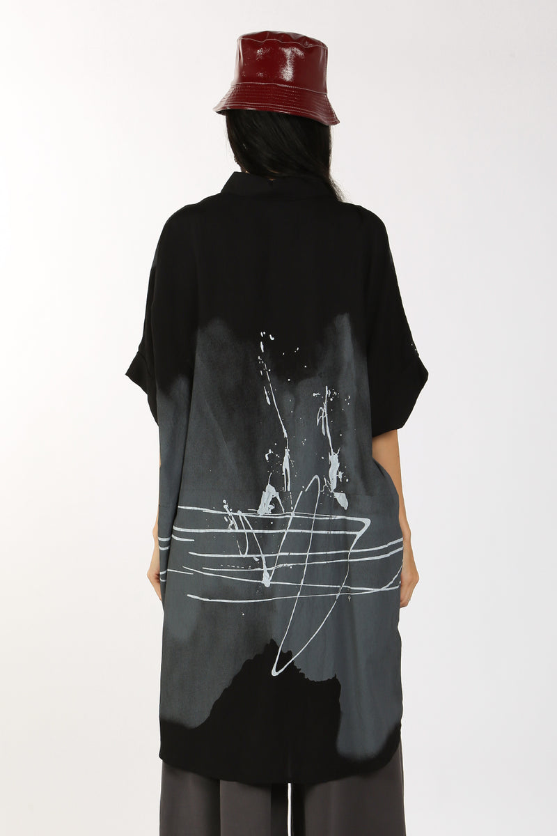Genesis Ink Printed Long Shirt Tunic - Shop Beulah Style