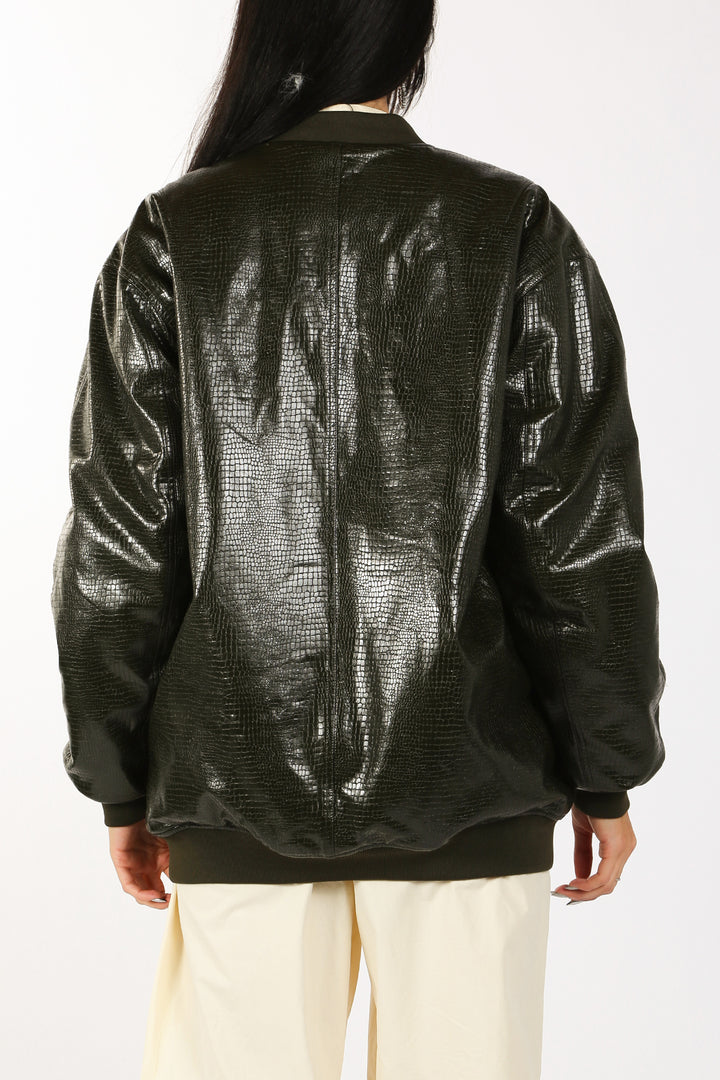 Lamont Crocodile Pattern Vintage Bomber Jacket - Shop Beulah Style