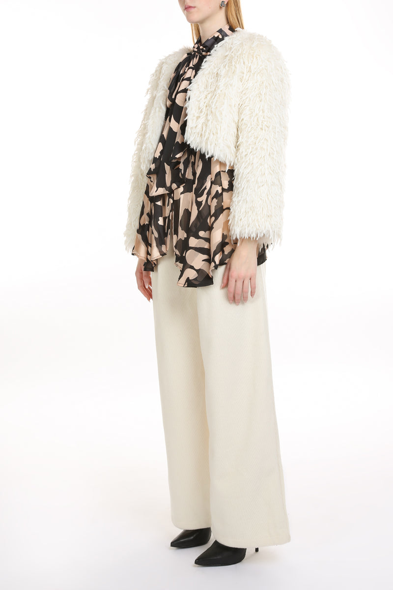 Gracie Fuzzy Fur Crop Open Jacket - Shop Beulah Style