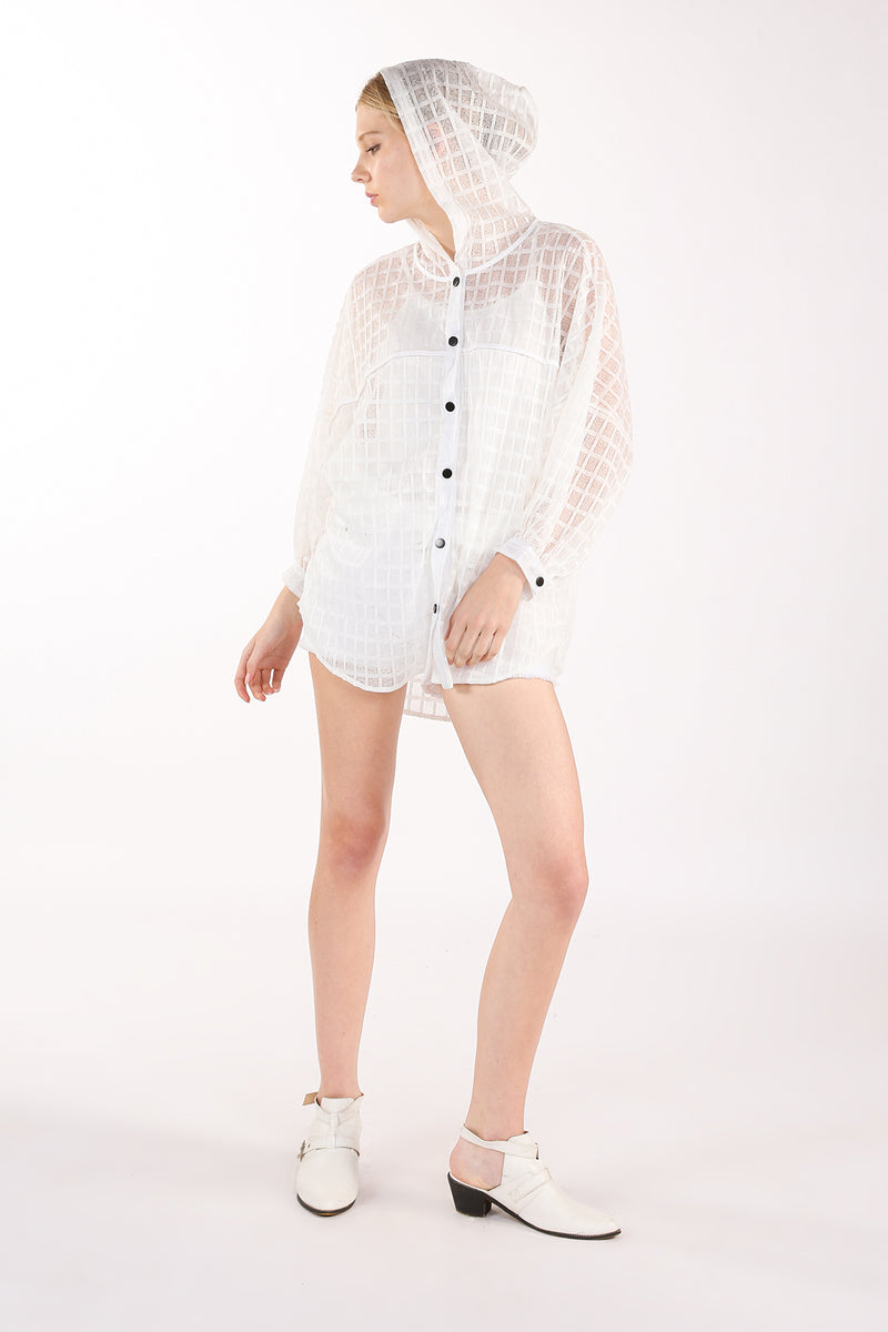 Khloe Hooded Plaid Pattern High-Low Sheer Cardigan - Shop Beulah Style