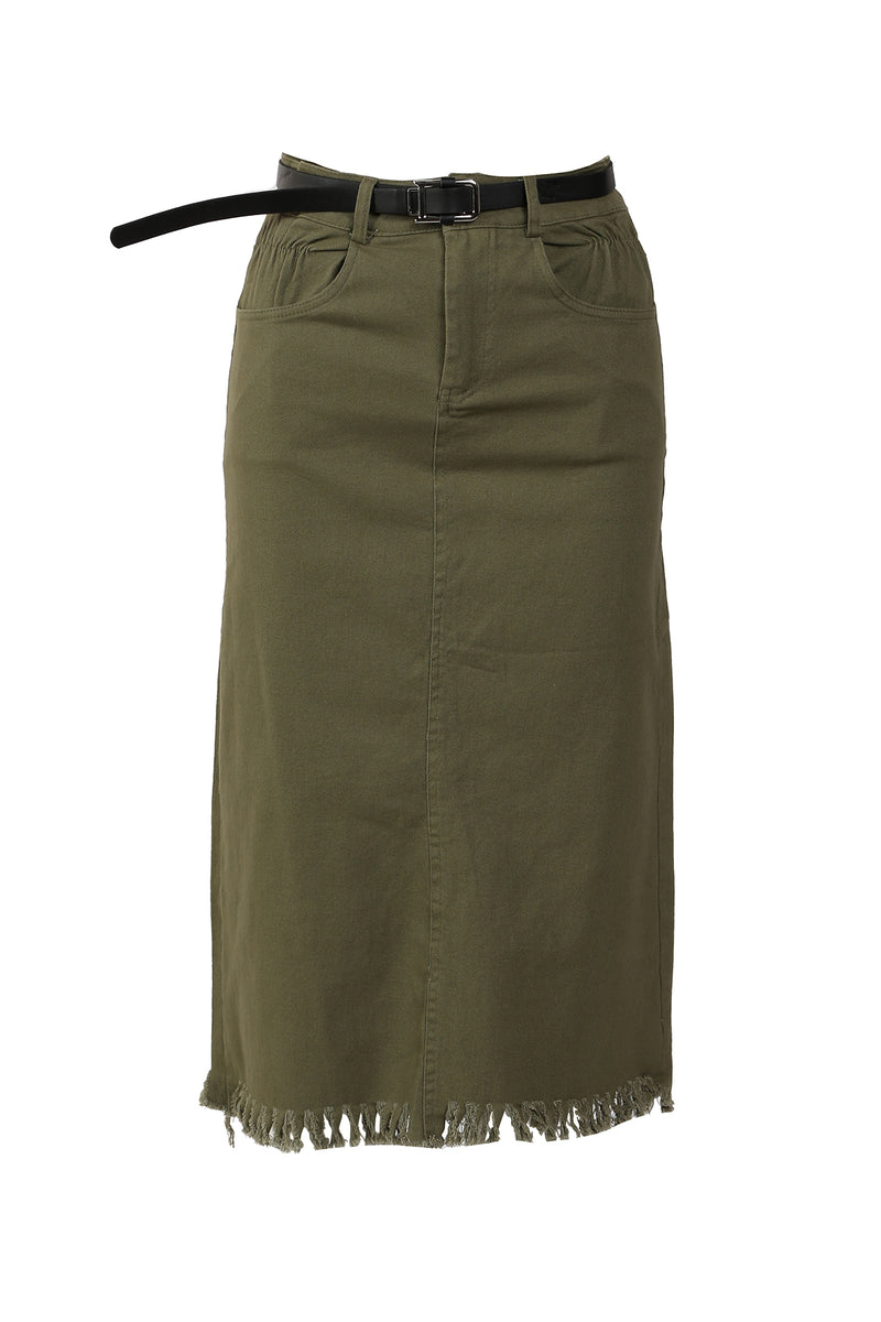 Mandy Twill Fitted Pencil Midi Skirt - Shop Beulah Style