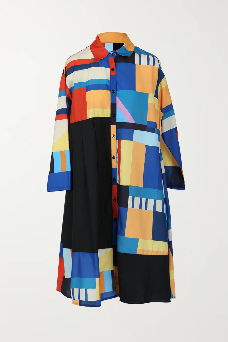 Robyn Multi Color Block Print Shirt Dress - Shop Beulah Style
