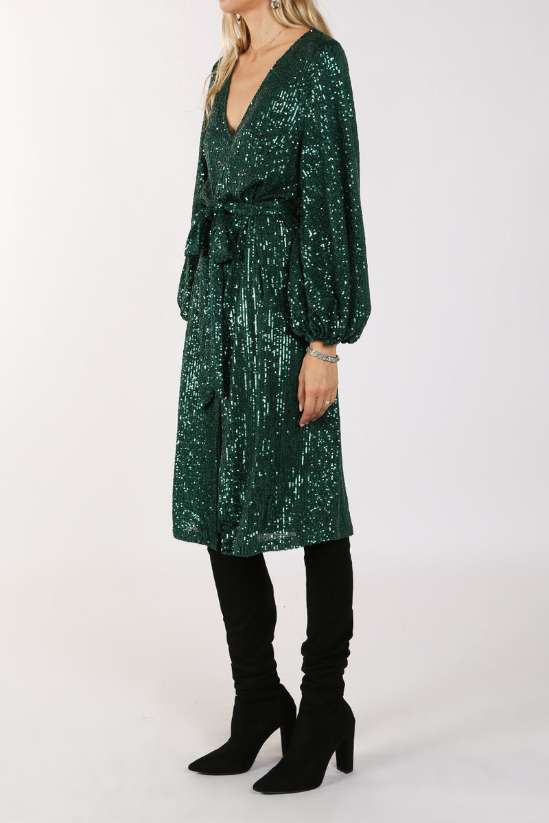 Miles Sequin V-Neck Midi Dress - Shop Beulah Style