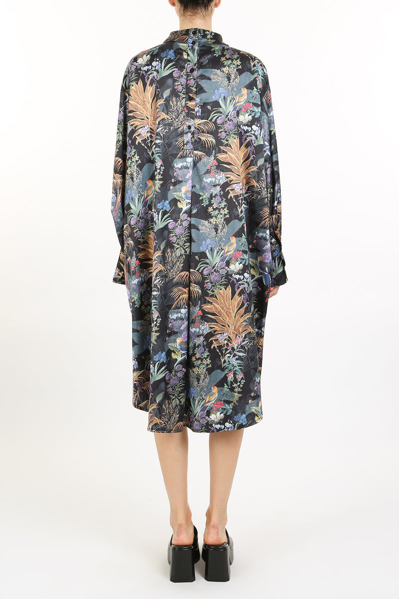 Harris Tropical Print High Low Midi Shirt Dress